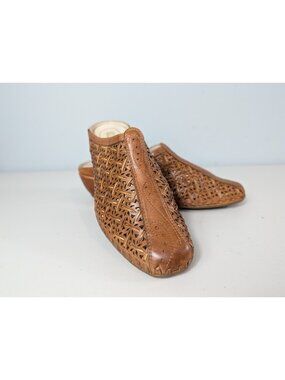 pikolinos romana brown leather woven slip-on mule's women's size 7